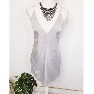 NAKED WARDROBE OPEN BACK MINI DRESS S SILVER